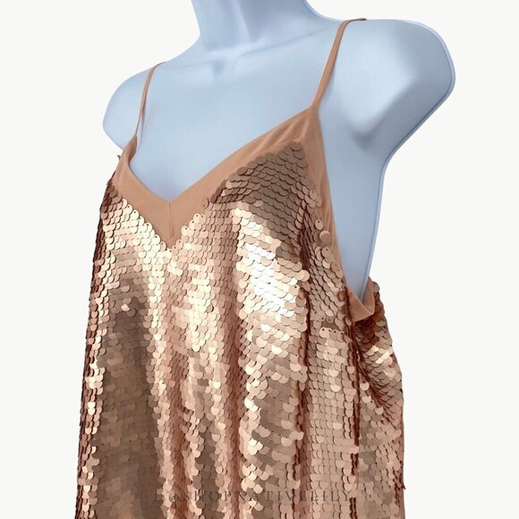 NWT Anthropologie Moulinette Soeurs Women's Sequin Cami Tank Top Sz 8, Rose Gold - Picture 7 of 12